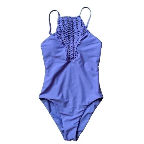 Avec Les Filles One‎ Piece Swimsuit Bathing Suit Swim Crotchet Purple L $138 - Picture 1 of 8